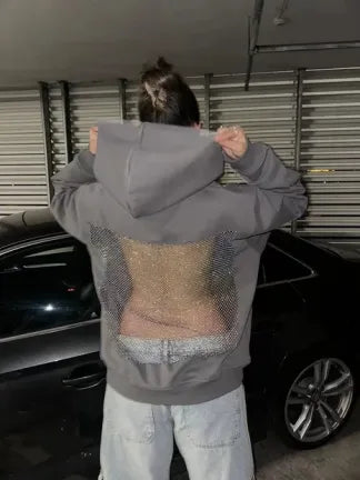 Backstage Crystal-Mesh Hoodie