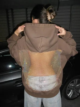 Backstage Crystal-Mesh Hoodie